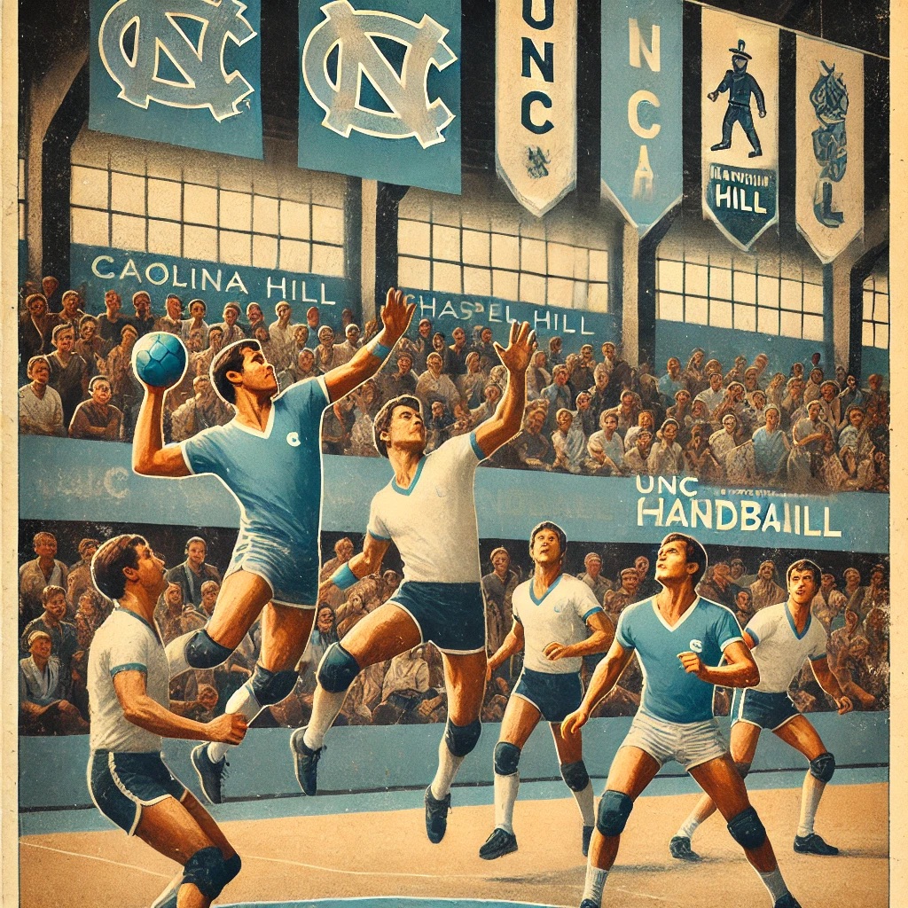 graphic of unc handball players